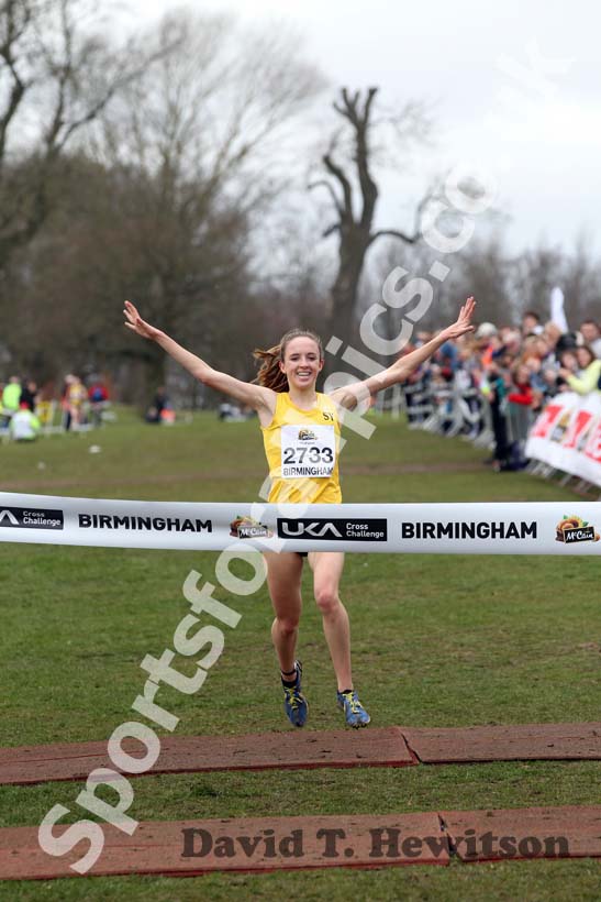 Emelia Gorecka, wins the Under-20 Women McCain Inter Counties Cross Country, Cofton Park, Birmingham.